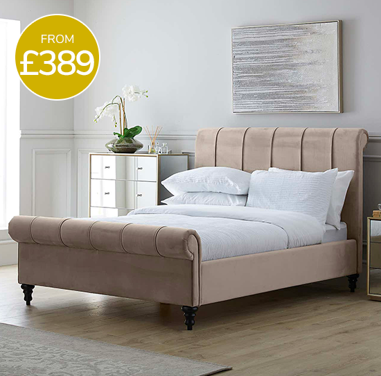 Classic Taupe Pleated Bed